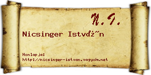 Nicsinger István névjegykártya
